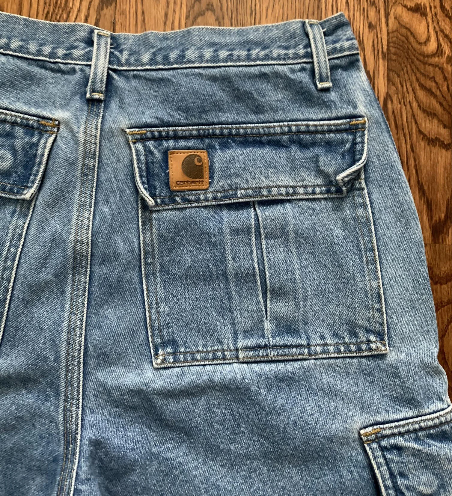 Carhartt Denim Cargo Blue Jean Shorts.