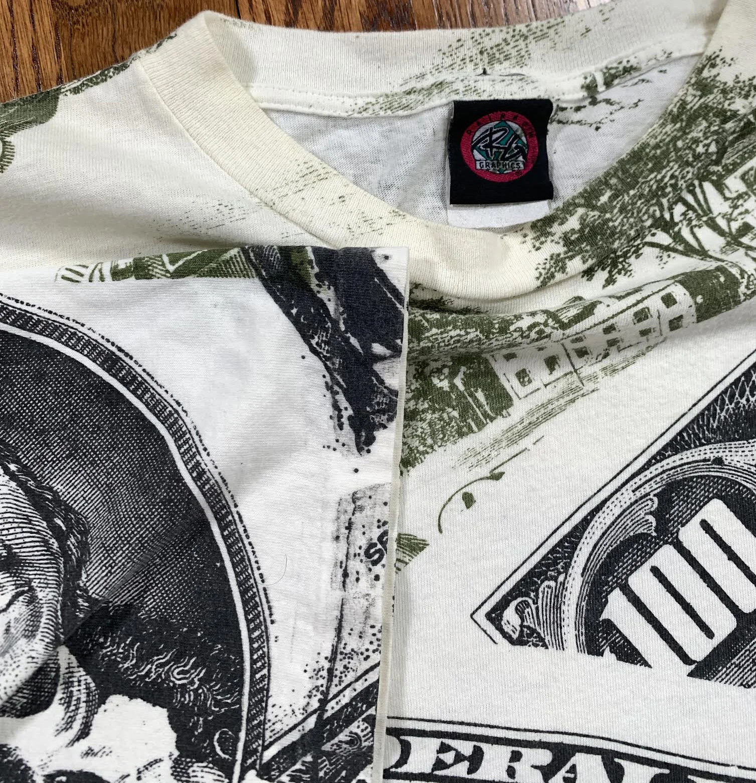 Vintage 100 Dollar Bill all over print tee.