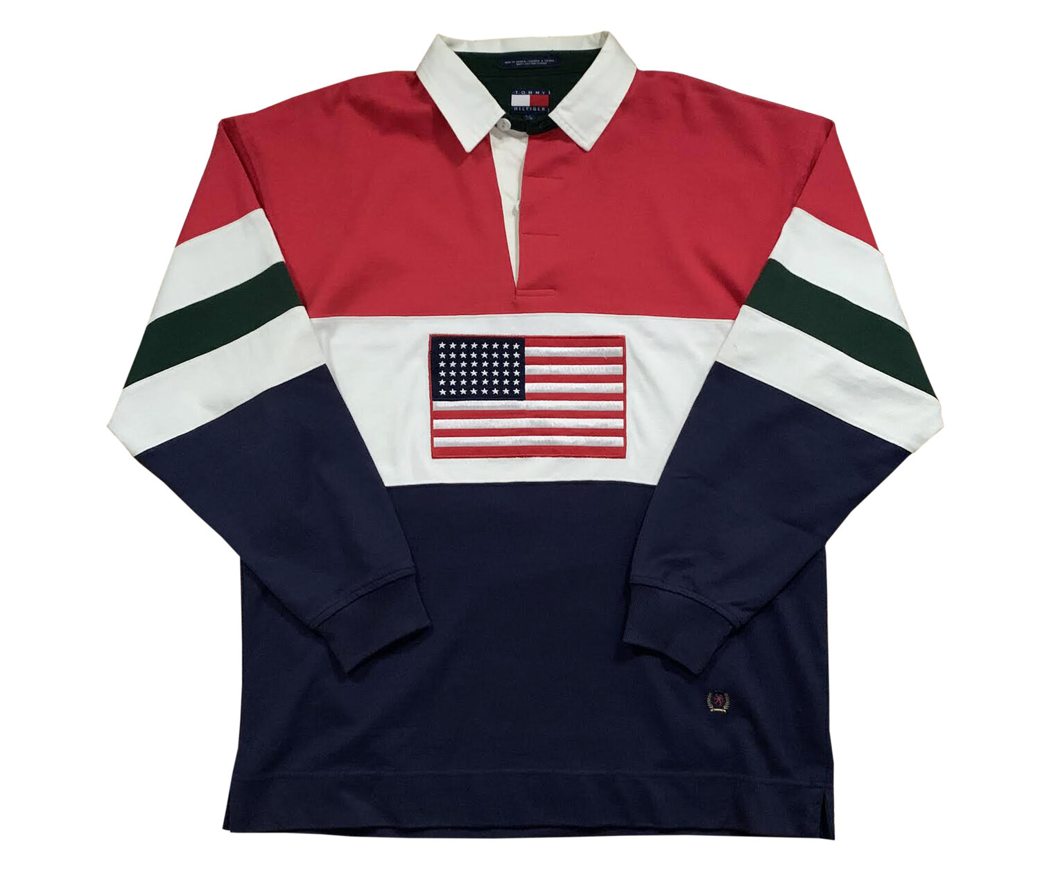 VINTAGE Tommy Hilfiger USA Flag American Shirt (S) Long Sleeve