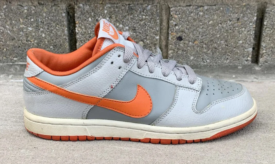 nike dunk low grey orange
