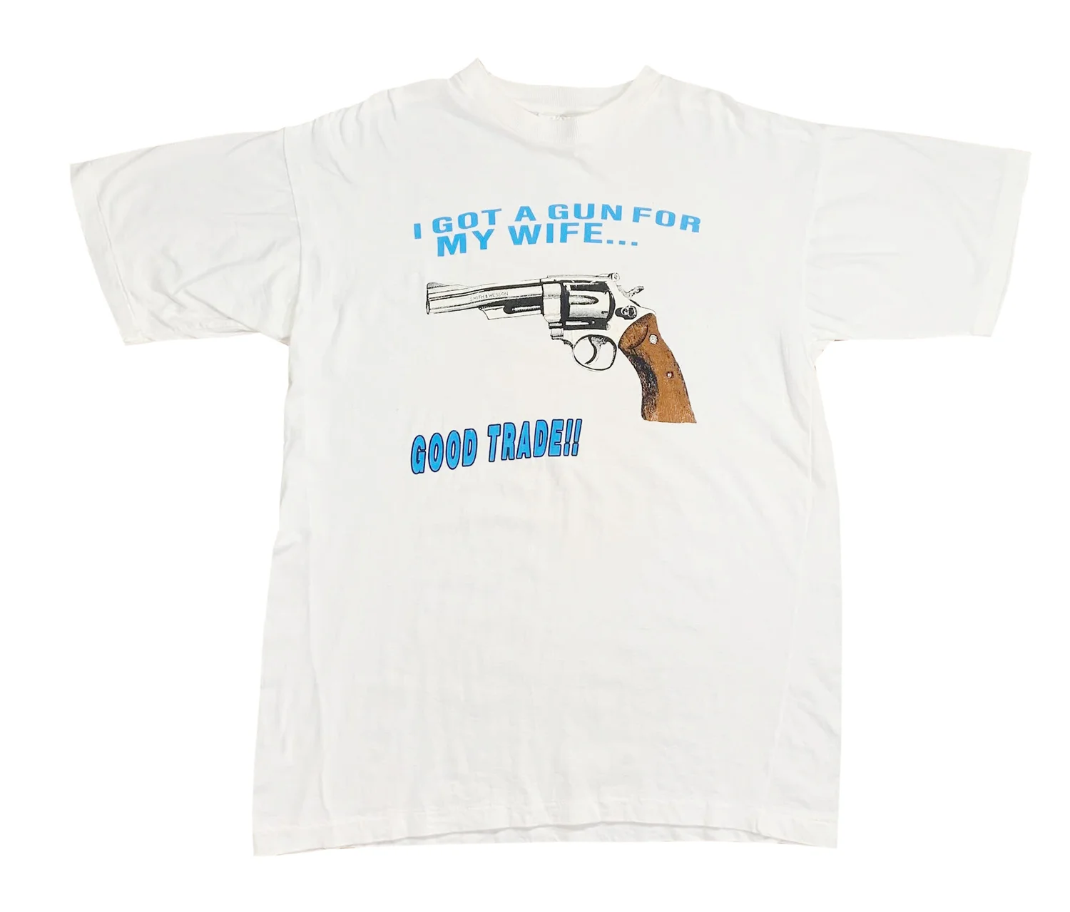 Vintage Smith And Wesson I Got A Gun For My Wife T Shirt (Size L 