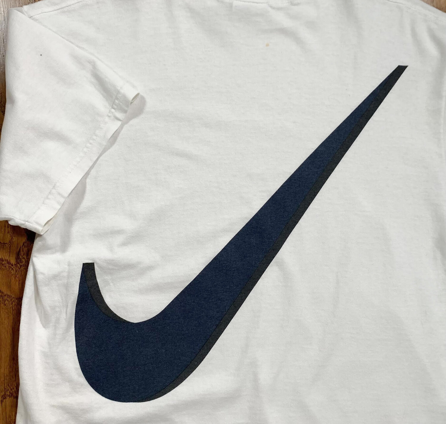 Vintage Nike Big Swoosh Navy T Shirt (Size M) — Roots