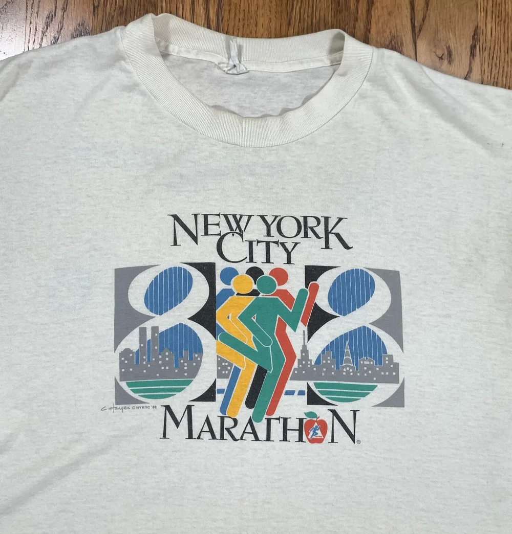 T-shirt Vintage Nike Marathon New York City 1998 - Gris - Taille XL Homme
