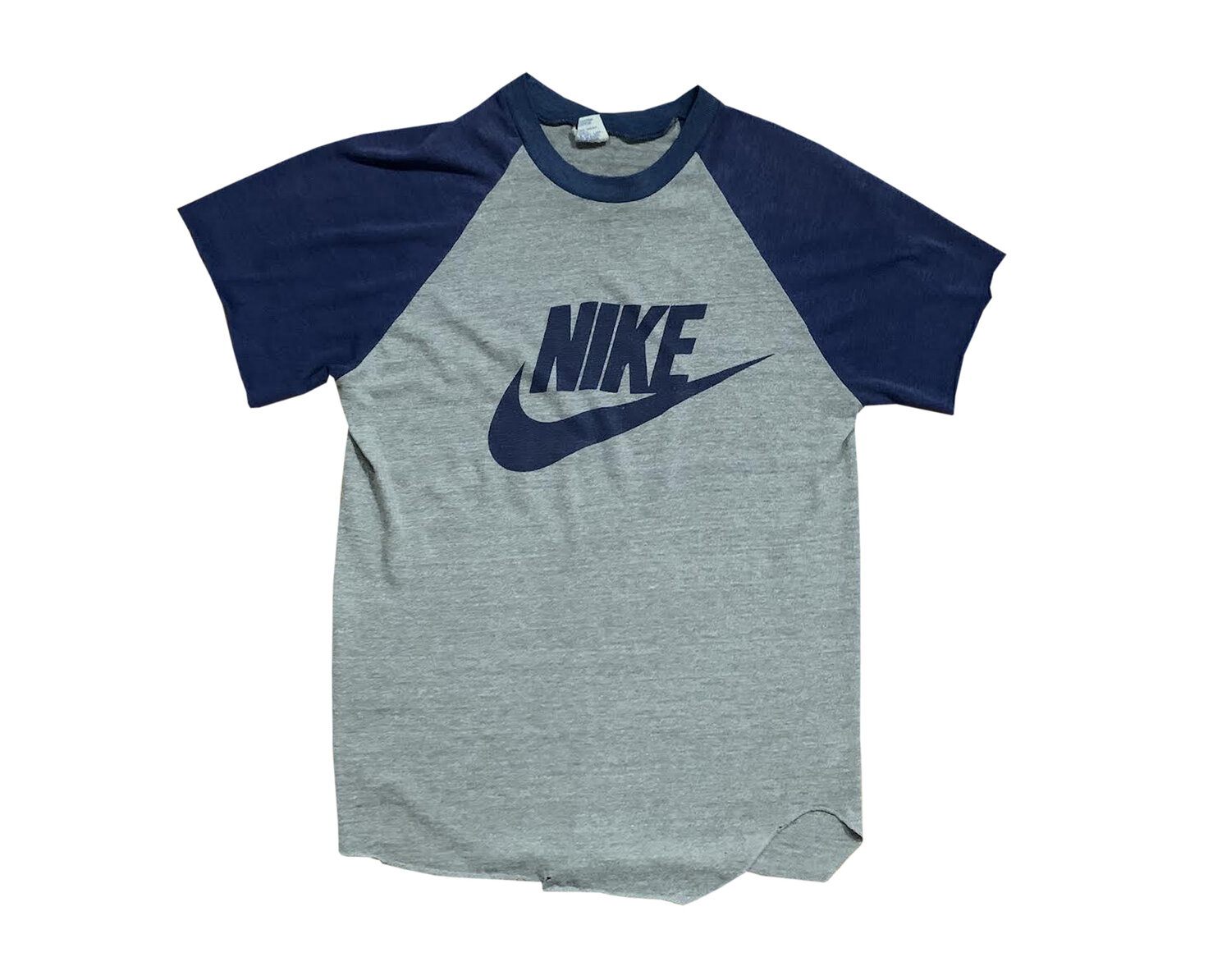 Vintage Nike Grey / Navy Baseball T Shirt (Size M) "Cropped" — Roots