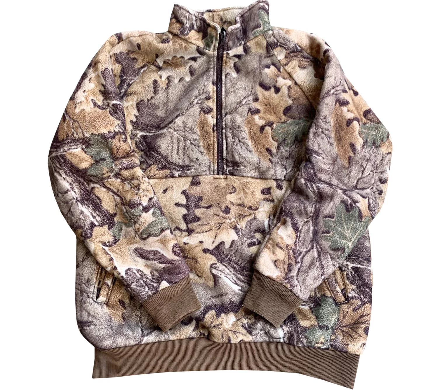 Vintage LL Bean Tree Camouflage Fleece 1/2 Zip Sweatshirt (Size L 