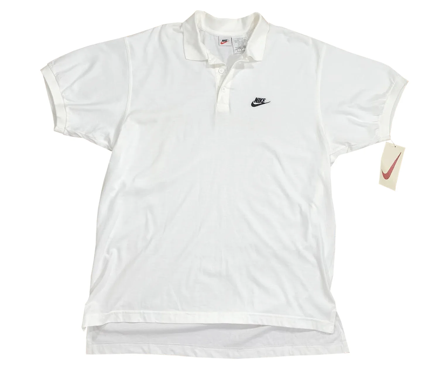 Vintage Nike White / Black Swoosh Polo Shirt (Size L) NWT 