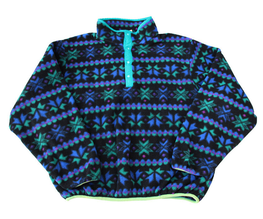 Women's Vintage L.L. Bean Women's Snowflake Snap Fleece Sweater (Size  Women's L) — Roots