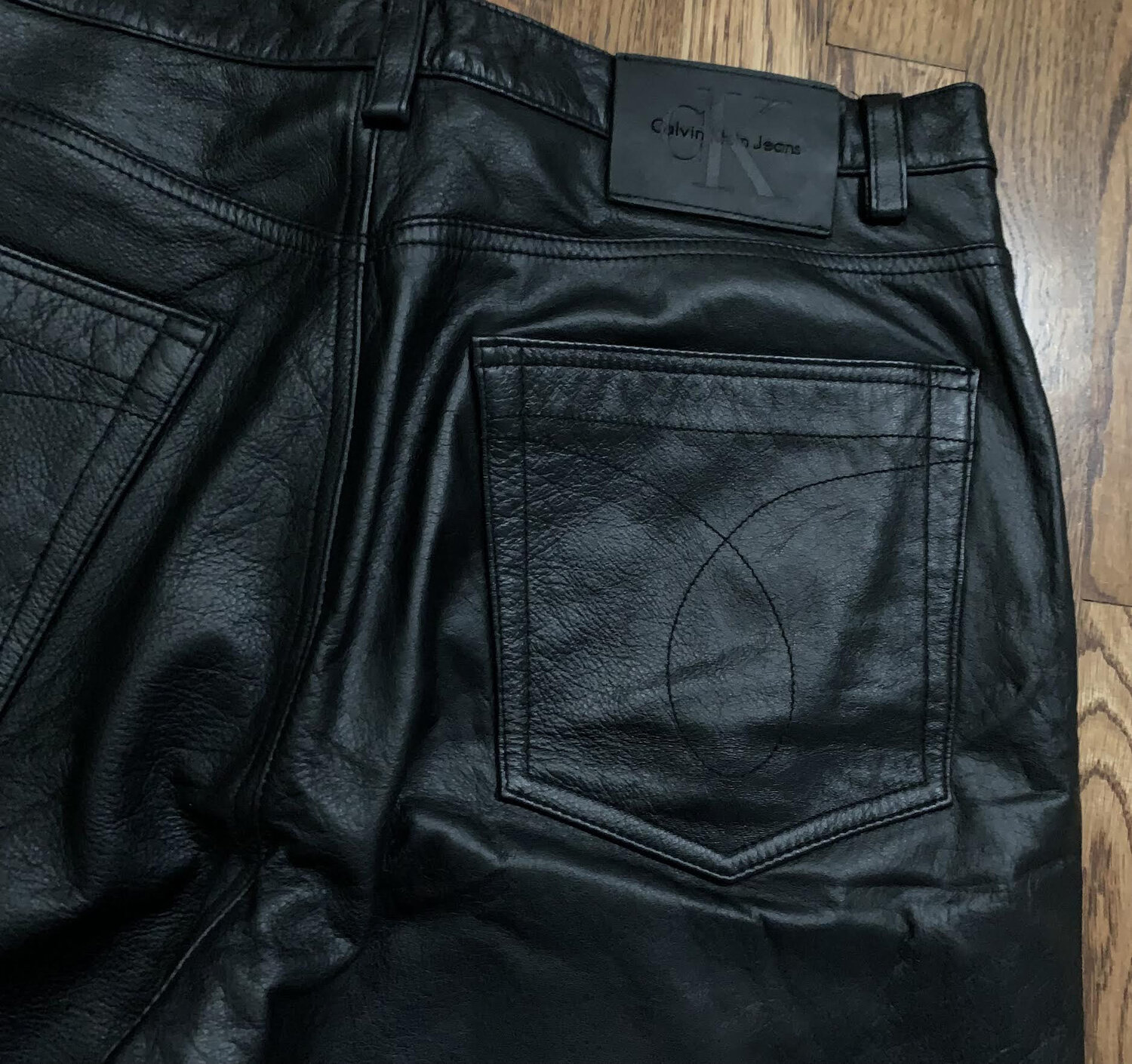 Vintage Calvin Klein Black Leather Pants (Size 34) — Roots