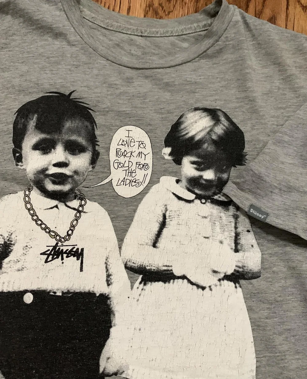 Vintage Stussy I Love To Rock My Gold For The Ladies T Shirt (Size 