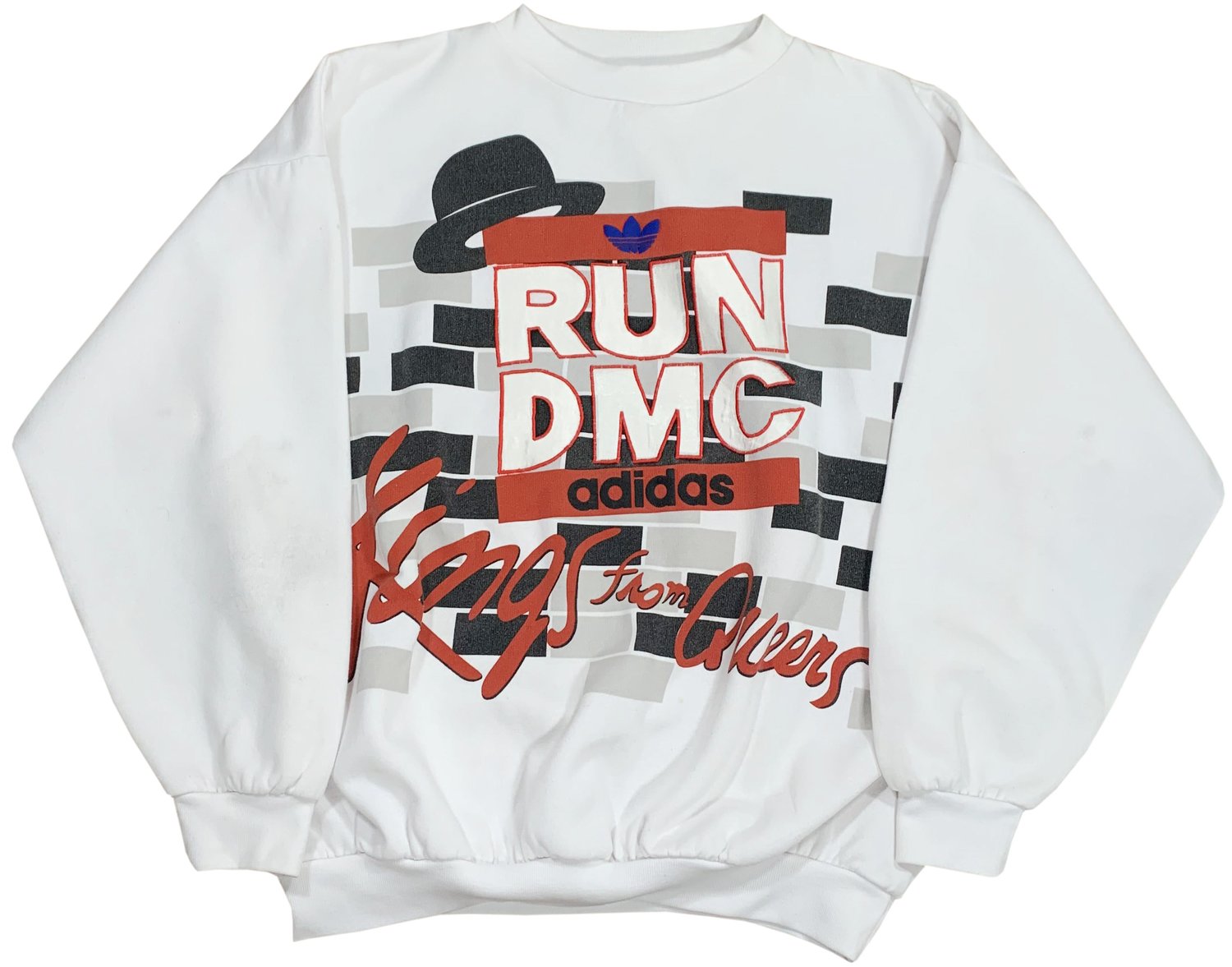Descenso repentino blanco como la nieve fibra Vintage Adidas Run Dmc Kings From Queens Sweatshirt (Size XL) — Roots