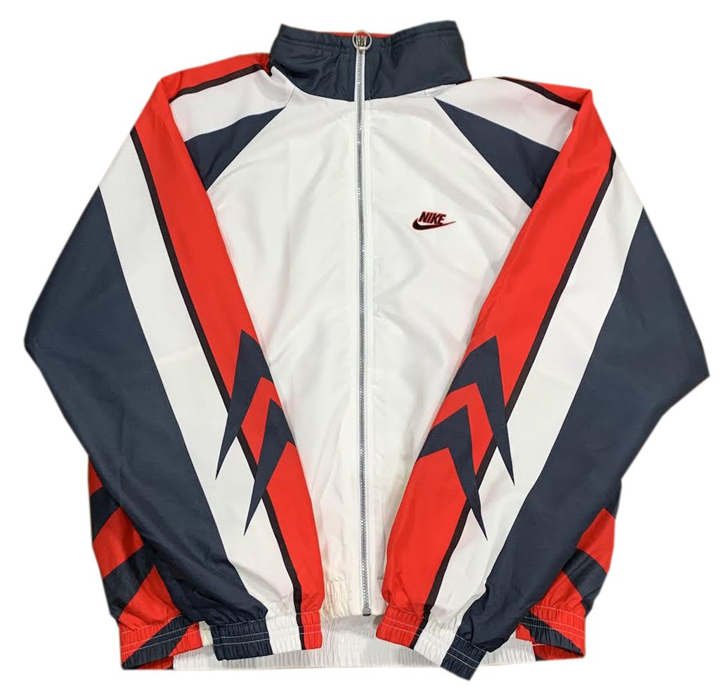 Nike International Geometric White/Grey/Red Track Jacket (Size M) NWT — Roots