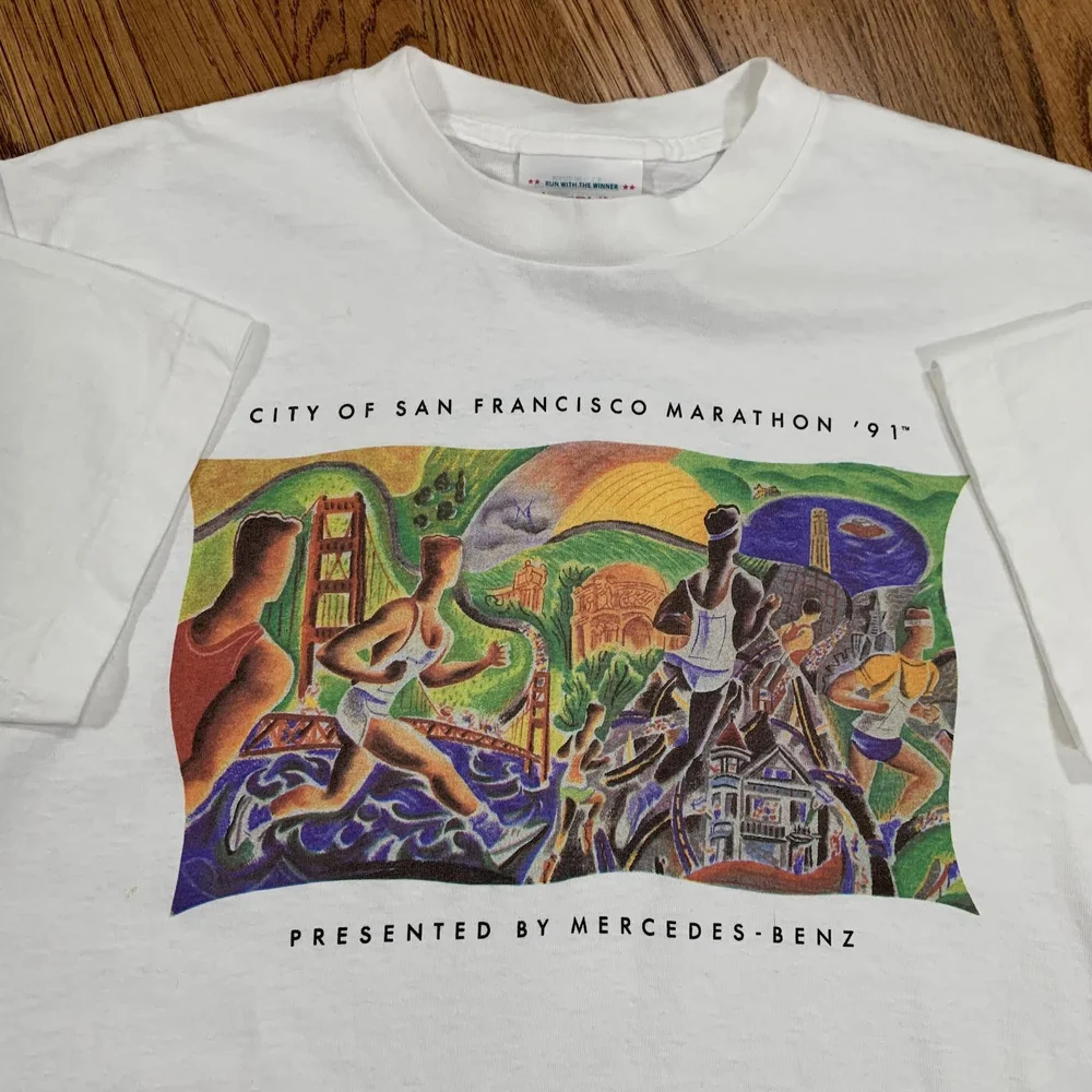Vintage Mercedes Benz San Francisco Marathon 1991 T Shirt (Size L 
