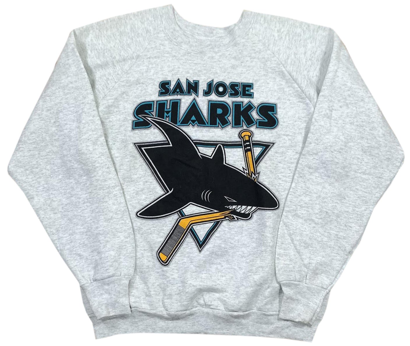 San Jose Sharks Vintage NHL Crewneck Sweatshirt Sport Grey / 5XL