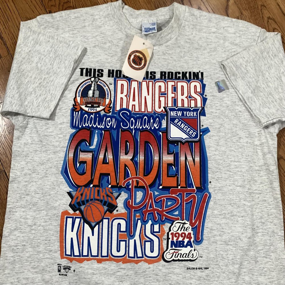 Vintage Salem This House Is Rockin! MSG Rangers / Knicks T Shirt (Size L)  NWT — Roots