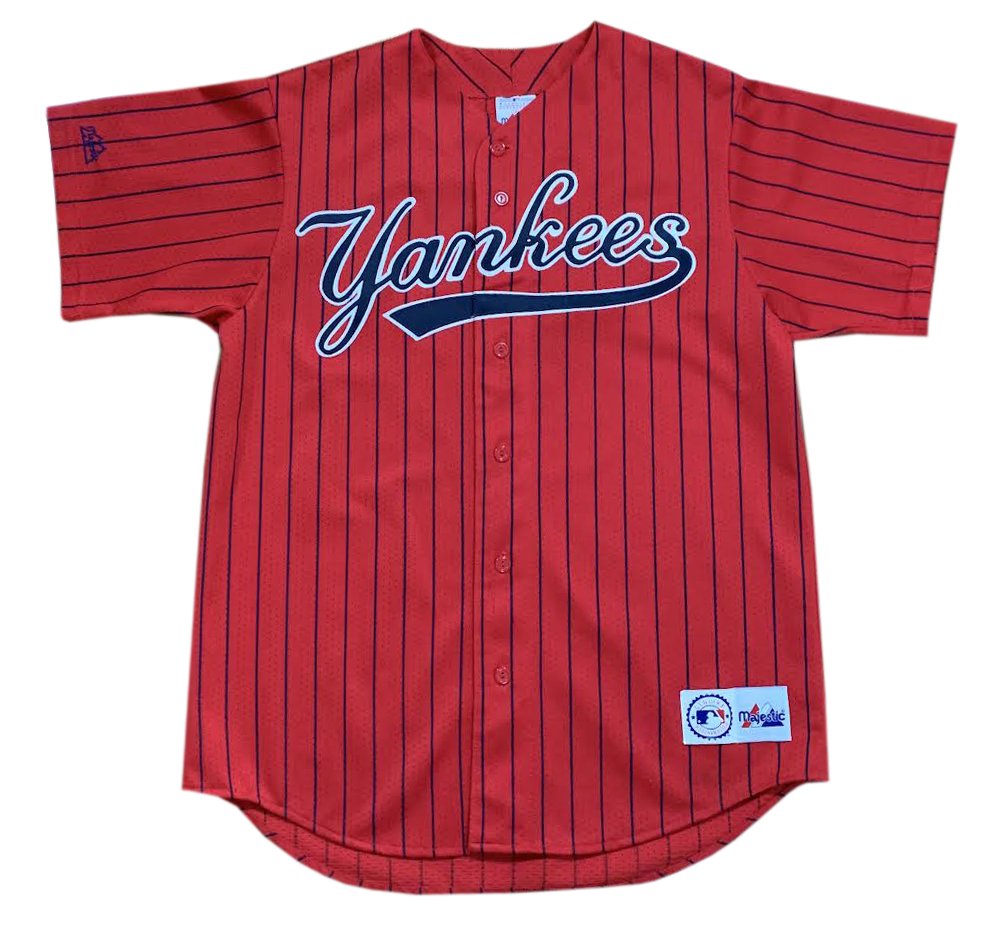 Vintage Majestic New York Yankees Red / Navy Pinstripe Jersey