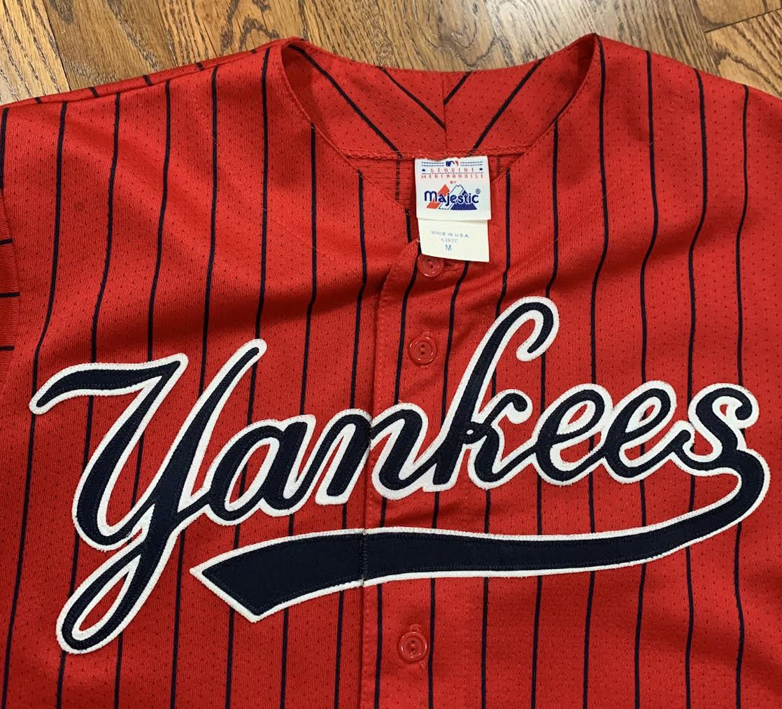 Vintage STARTER New York Yankees Red Pinstripe MLB Baseball Sleeveless  Jersey NY
