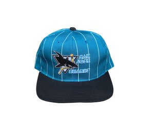 Vintage San Jose Sharks Starter Pinstripe Snapback Hat Cap The Classic NHL
