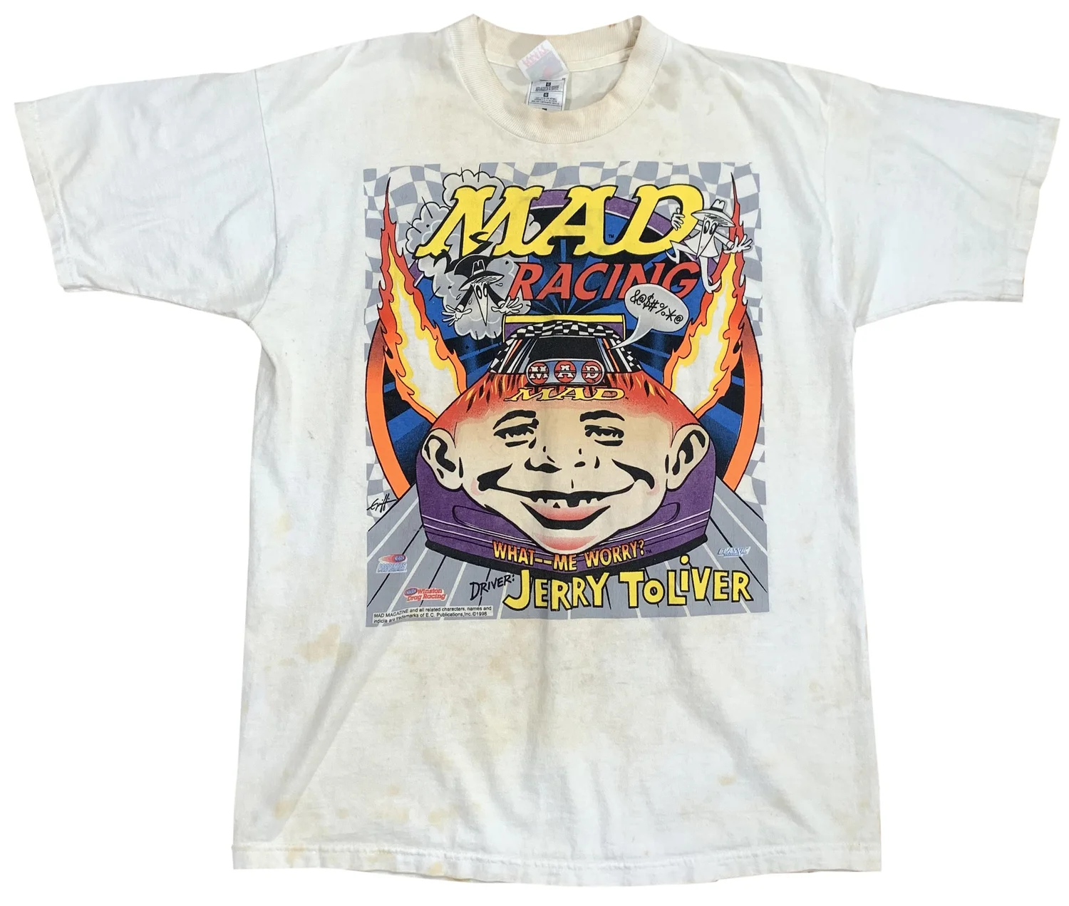 Vintage Mad Magazine Jerry Toliver 1998 Racing T Shirt (Size L 