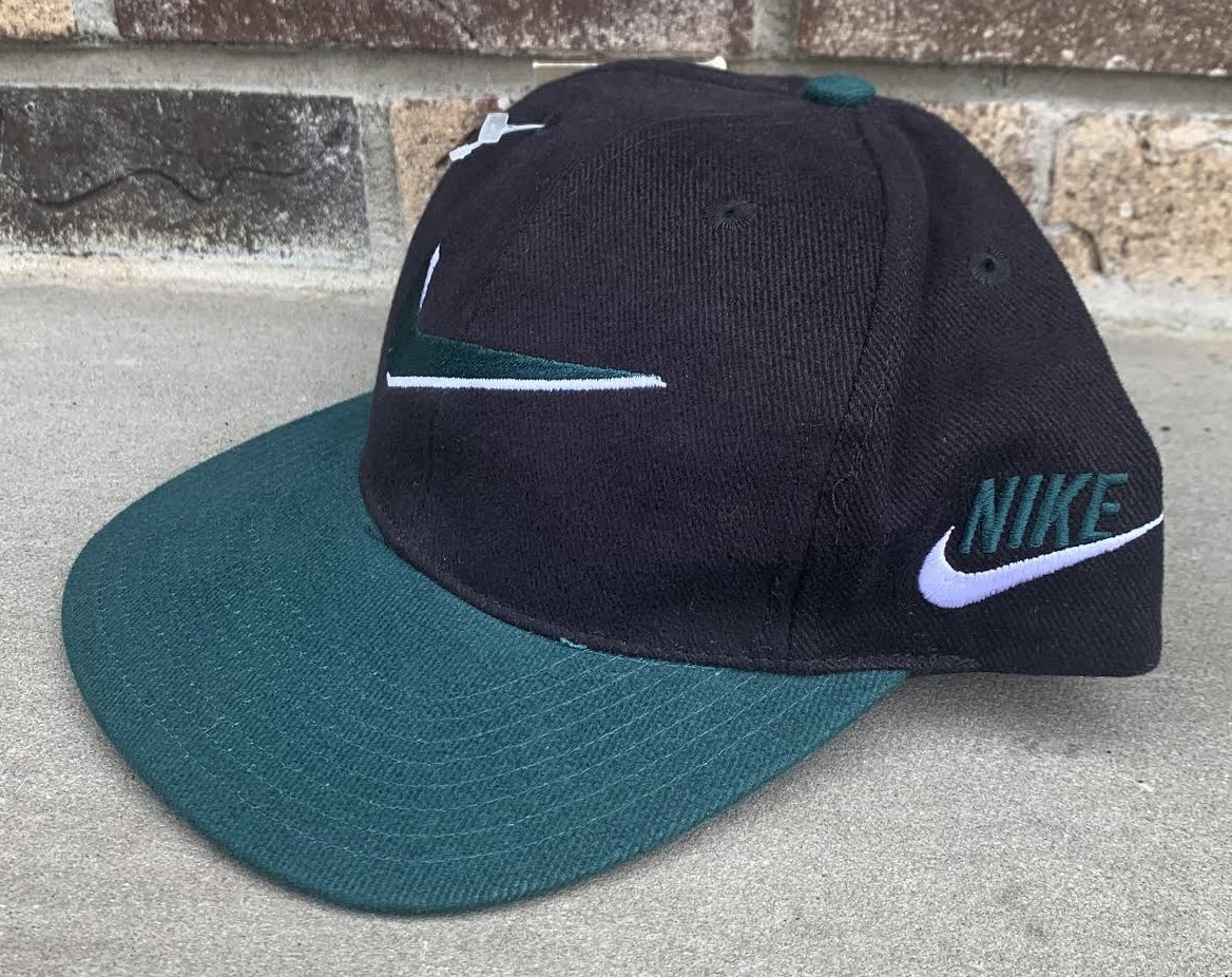 Vintage Nike Swoosh Black/ Forest Green Snapback Hat NWT — Roots