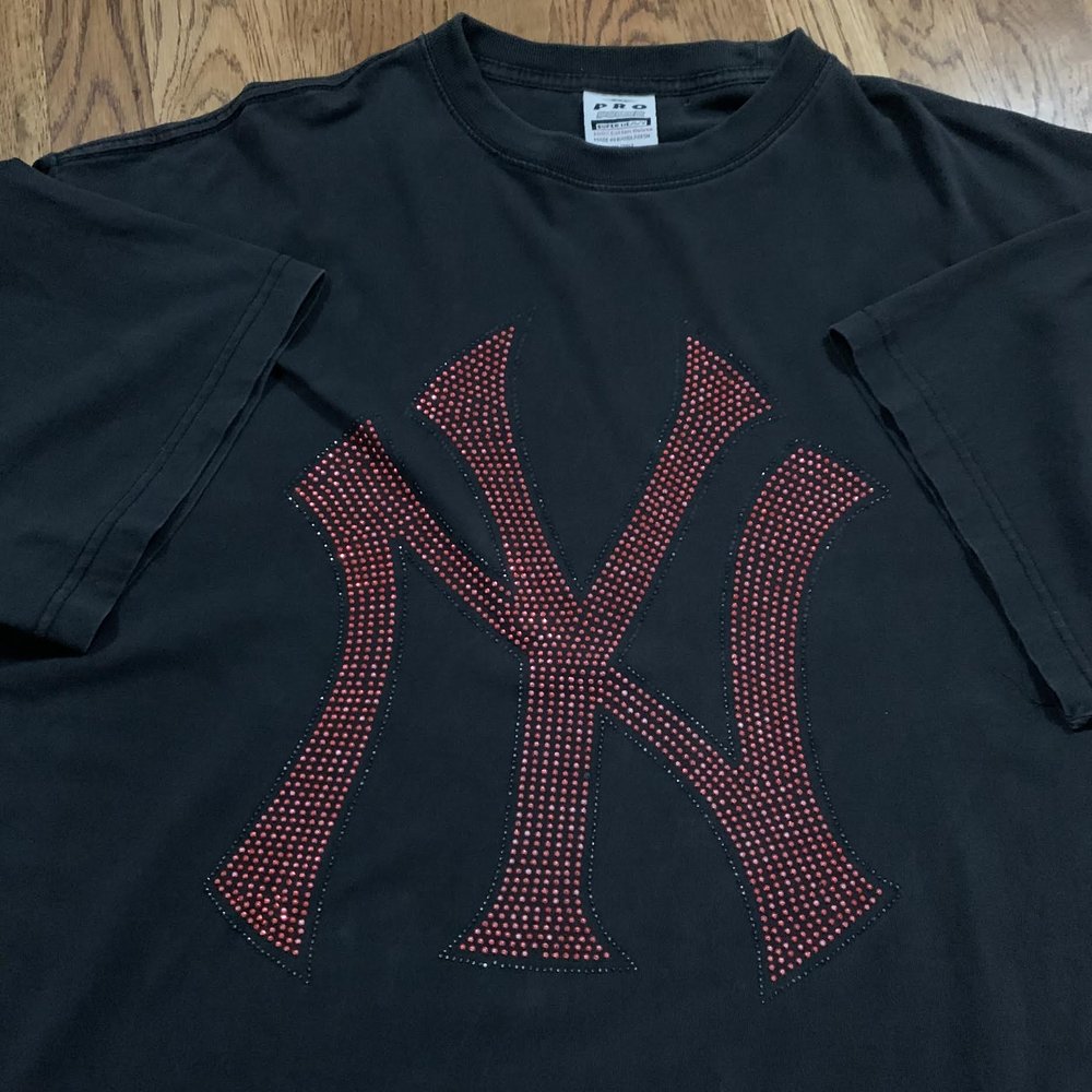 Vintage Pro Power New York Yankees Black/ Red Rhinestone T shirt