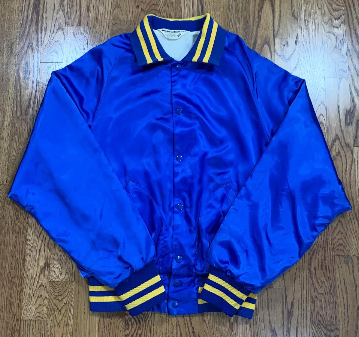 Mens Royal Blue Baseball Jacket with Yellow Sleeves (Almost Gone)