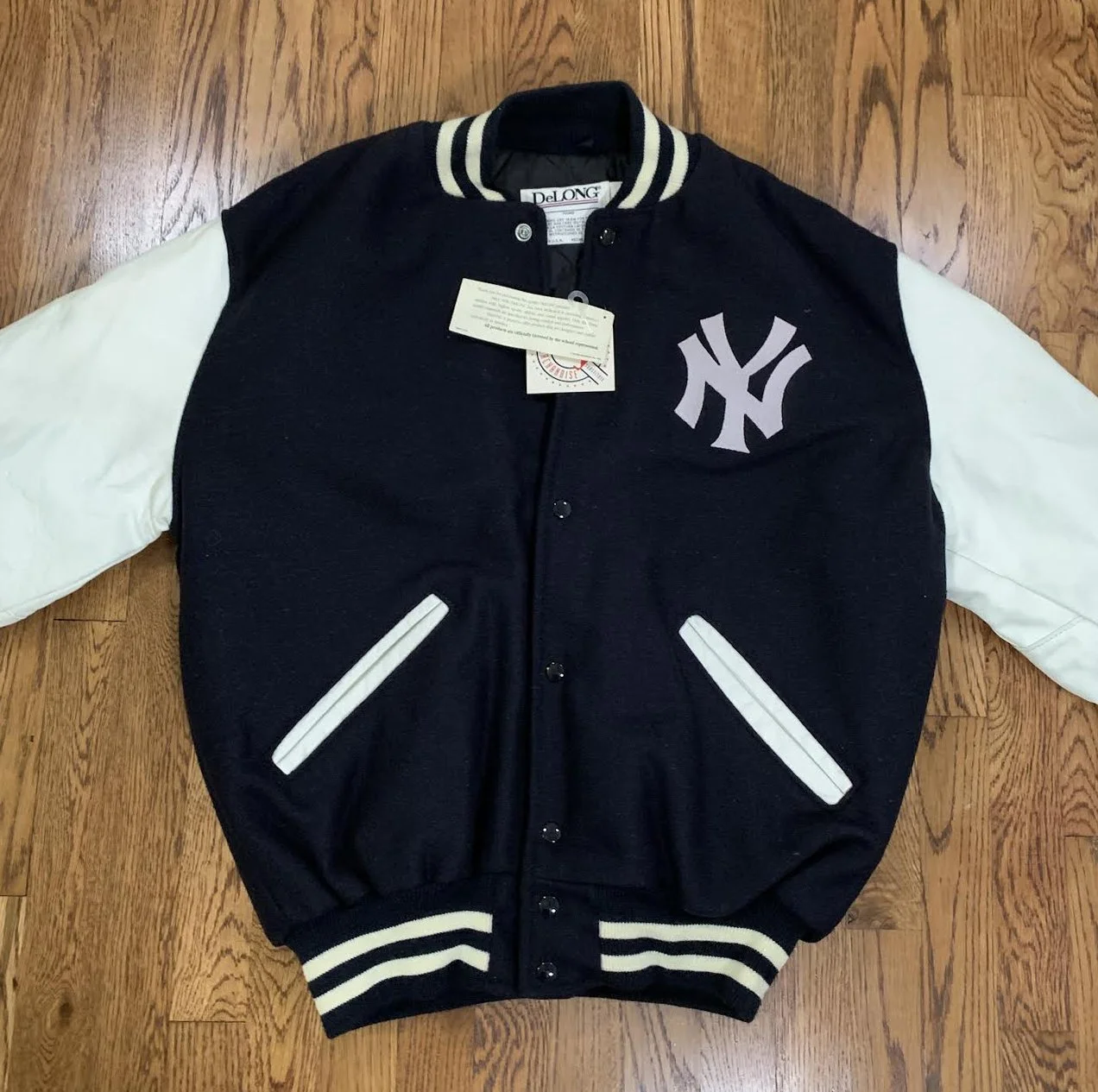 Delong Yankees オフィシャル スタジャン M USA製 Vintage DeLong New 