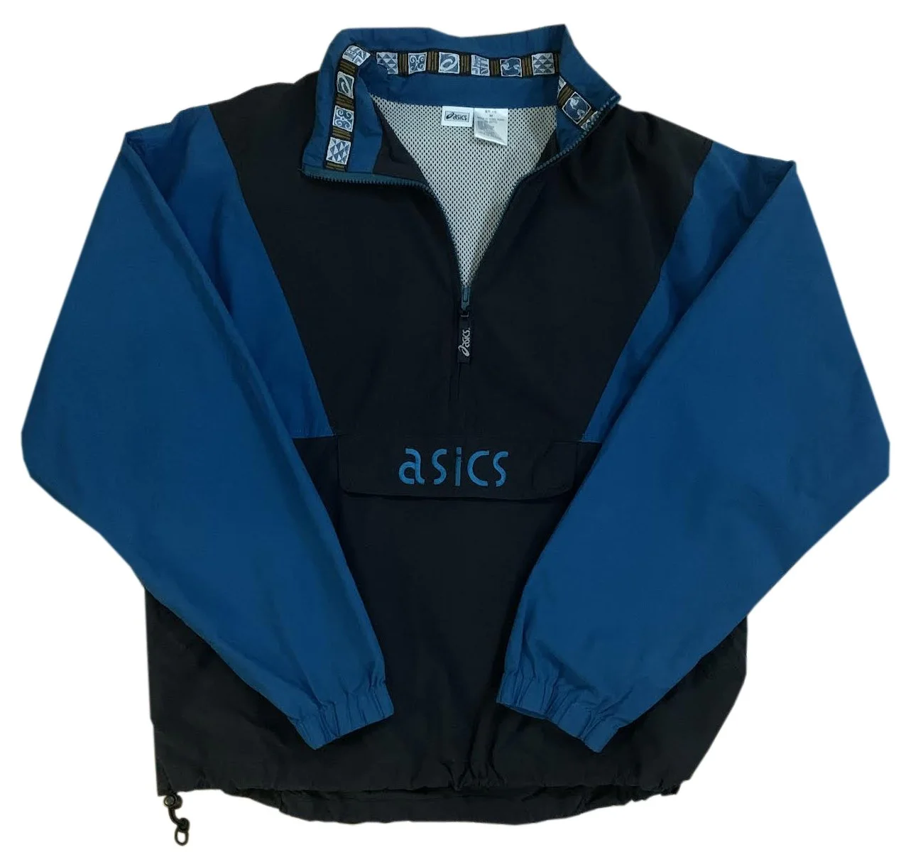 Vintage Asics Black/ Blue 1/4 Zip Windbreaker Jacket (Size M