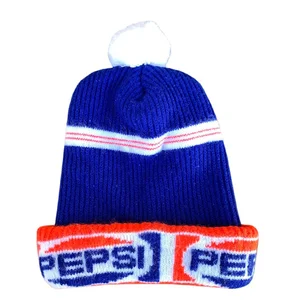Vintage Pepsi Logo Pom Pom Knit Beanie — RootsBK