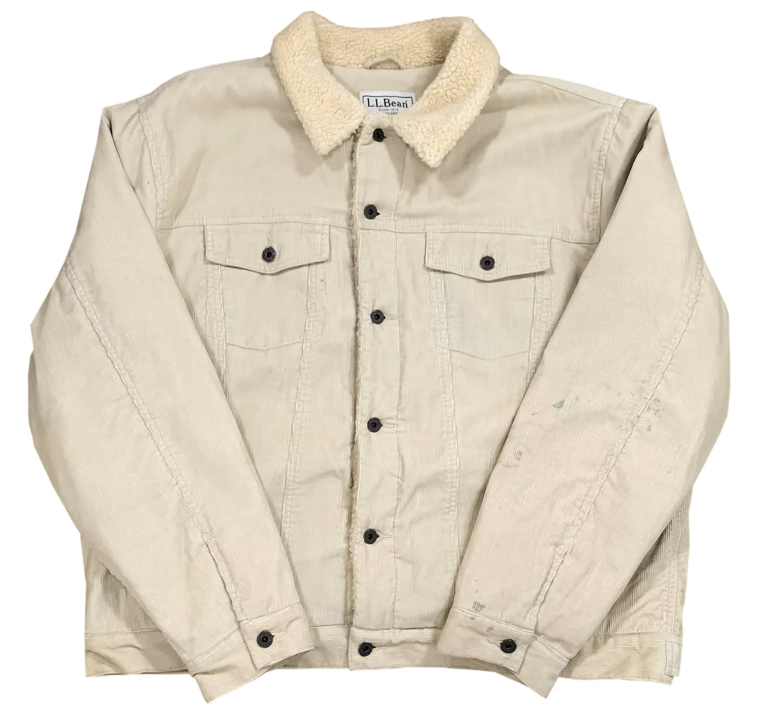Vintage LL Bean Cream Corduroy Sherpa Lined Jacket (Size XXL