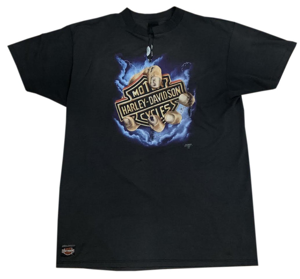 Vintage 3D Emblem Harley Davidson "Fist Of God" T Shirt Size XXL