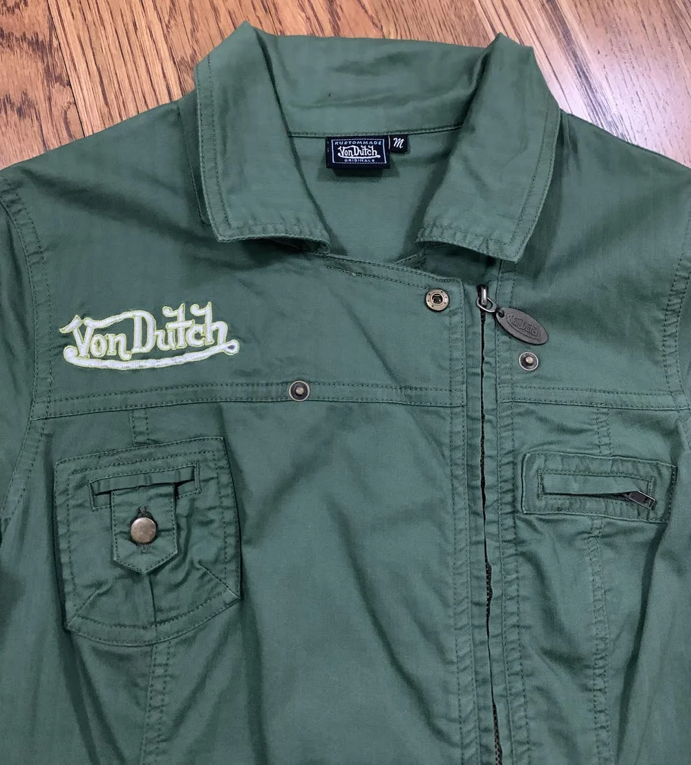 Women's Vintage Von Dutch Authorized Service Olive Dress (Size Women's M)   RootsBK