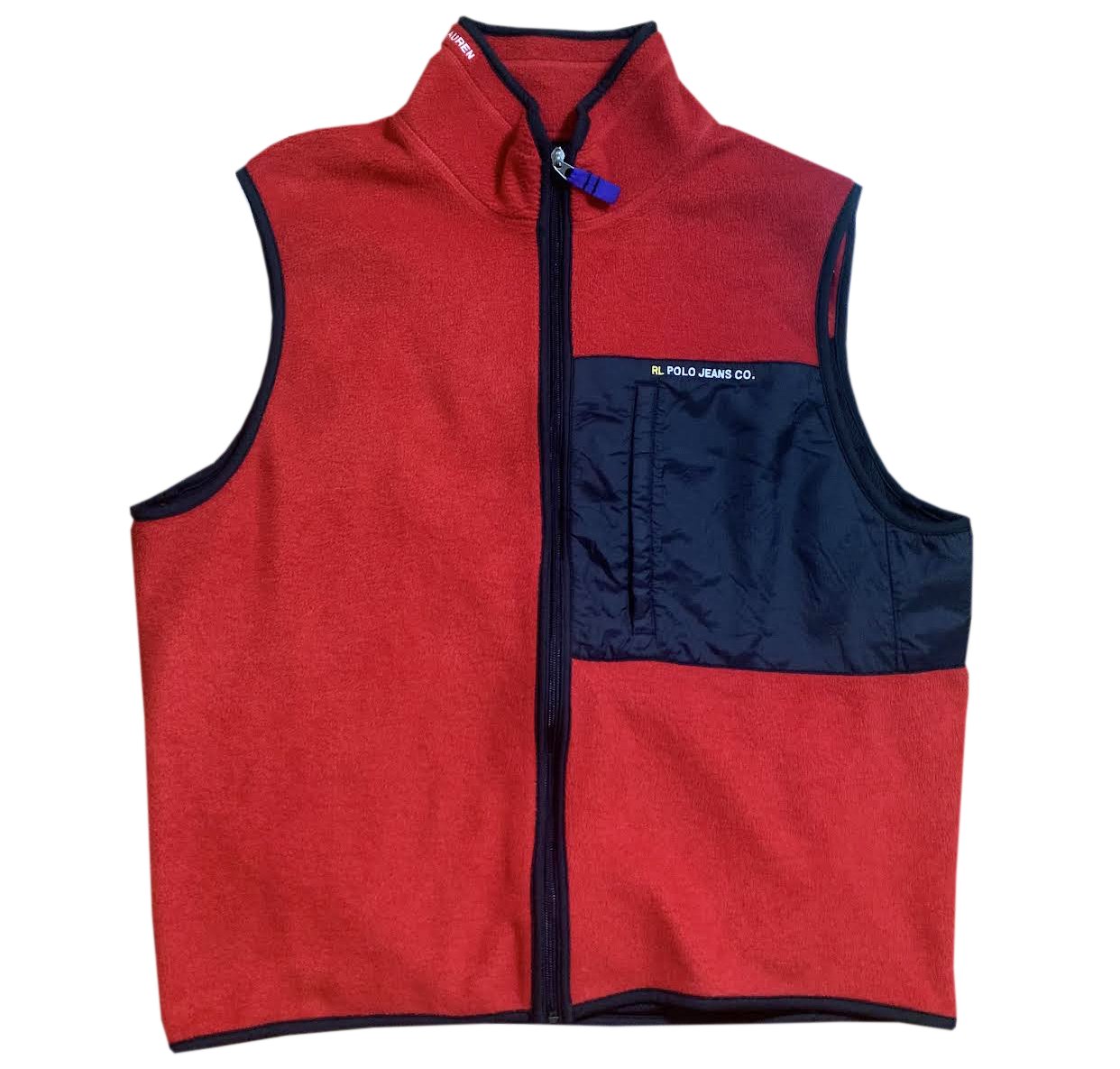 Vintage Ralph Lauren Polo Jeans Co Red Fleece Vest (Size XL) — Roots