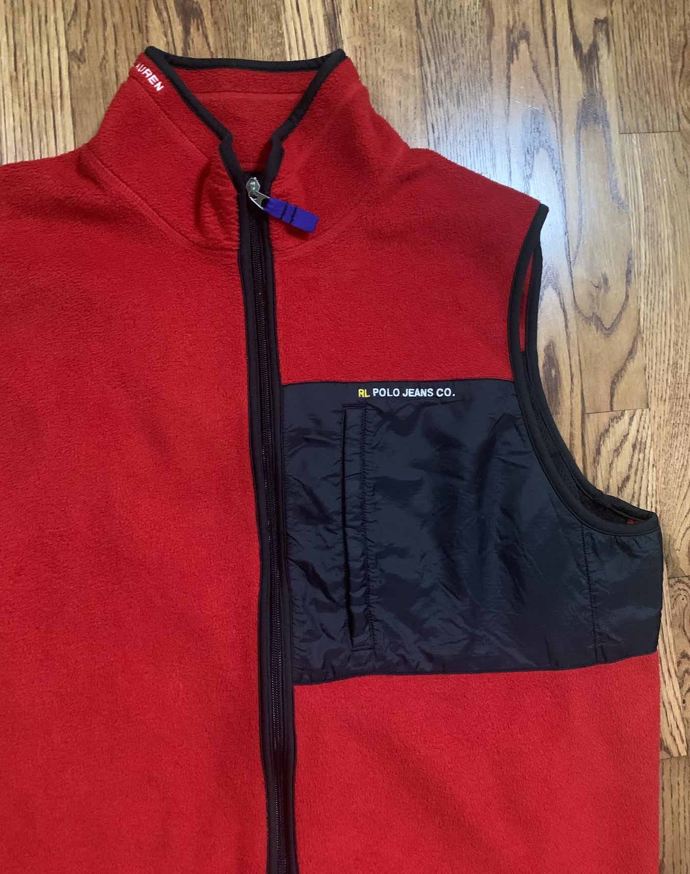 Vintage Ralph Lauren Polo Jeans Co Red Fleece Vest (Size XL) — Roots