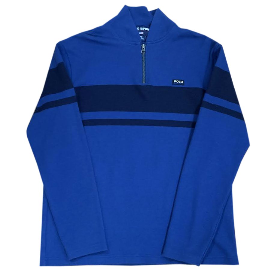 Vintage Polo Sport Blue 1/4 Zip Sweatshirt (Size M) — Roots