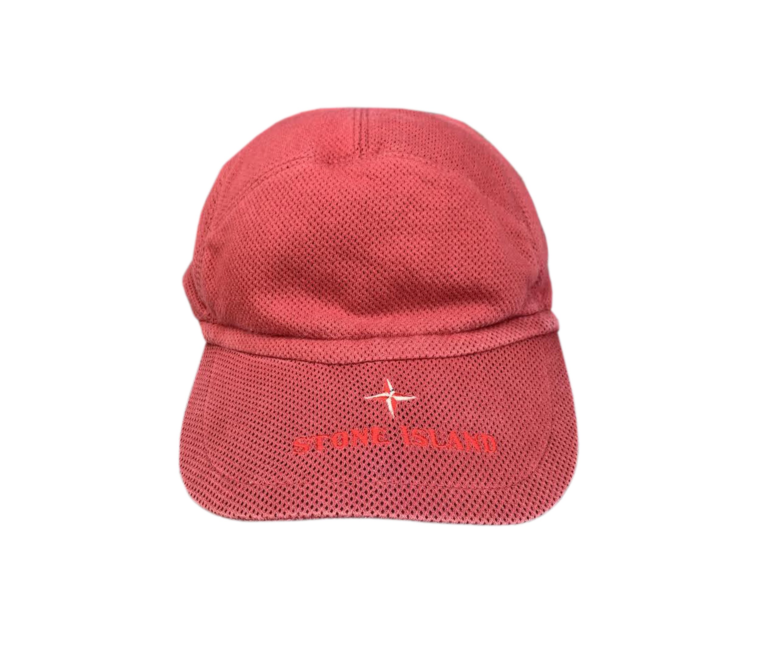 Vintage Stone Island SS98 Red Mesh Hat (Size M) — Roots