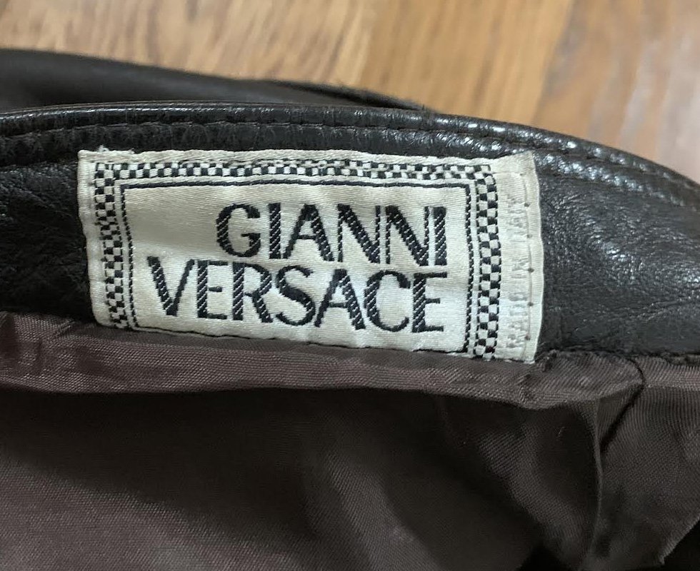 Women's Vintage Gianni Versace Brown Leather Pants (Women’s Size L ...