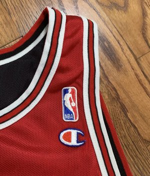 Vintage Champion Basketball Jersey // Blank Red White Black // 