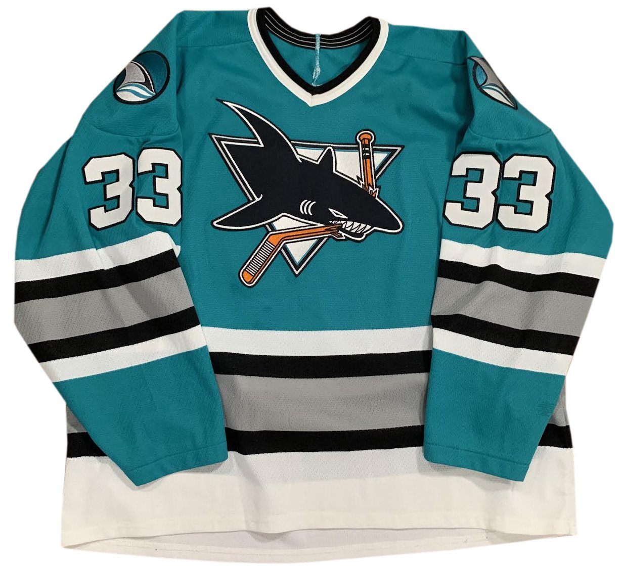 Vintage San Jose Sharks CCM Maska Hockey Jersey Size Large White