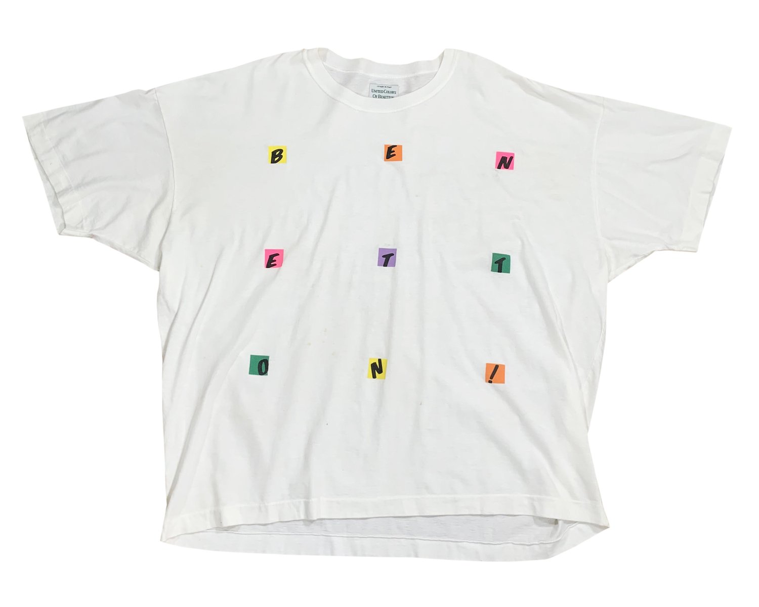 Vintage United Colors Of Benetton Spell Out White T Shirt (Size XL) — Roots