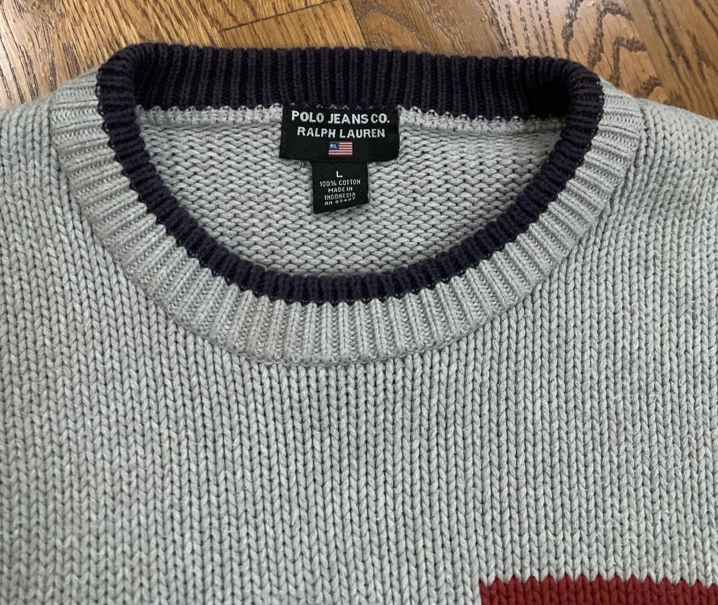 Vintage Polo Jeans Co RL Grey Sweater (Size L) — RootsBK
