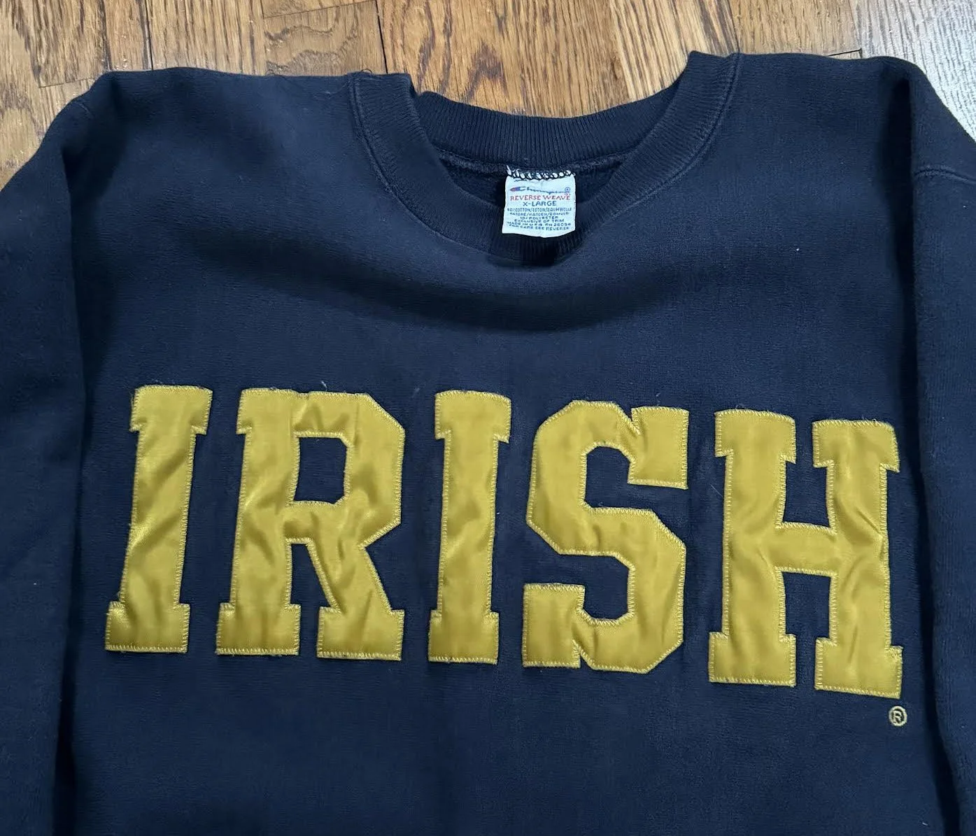 Vintage Champion Reverse Weave University Of Notre Dame Irish Navy 