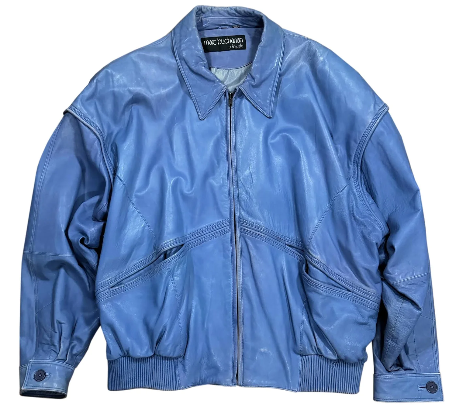 Vintage Marc Buchanan Pelle Pelle Light Blue Leather Jacket (Size 