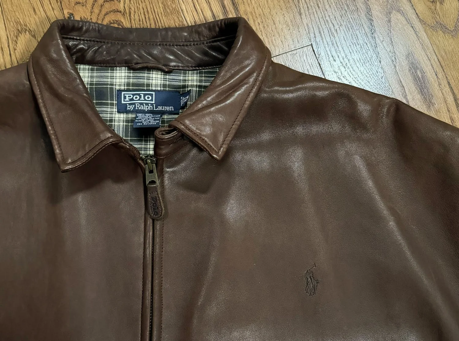 Vintage Polo Ralph Lauren Pony Brown Leather Jacket (Size XL 