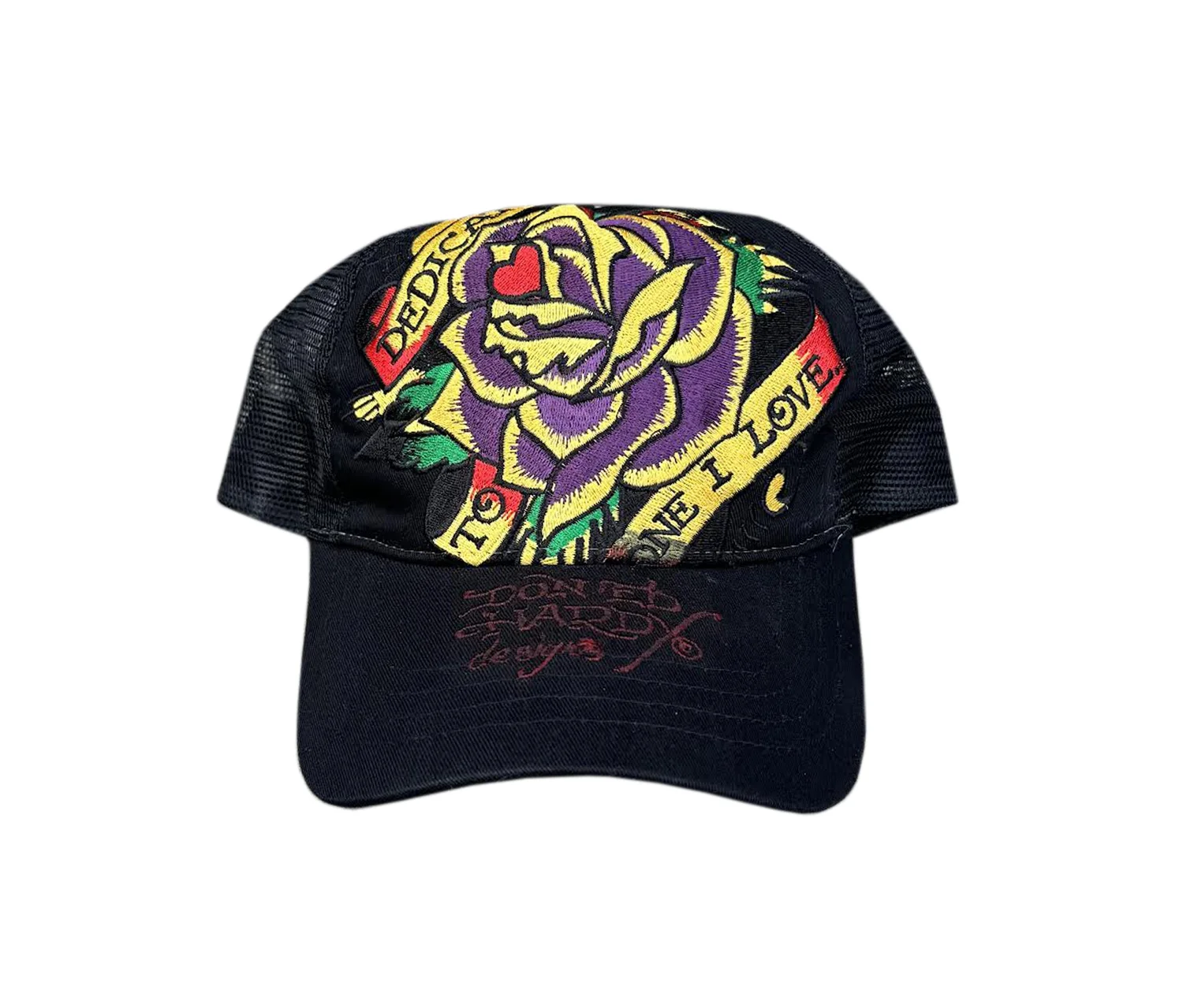 Ed Hardy Dedicated to the one I love Plaid Cap with Embroidered Rose and bling Ed Hardy Vintage Ed Hardy Pink Trucker Cap – Rose Embroidery  main image 3