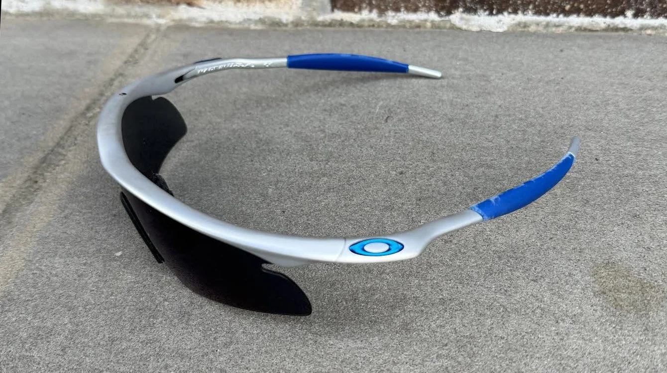 Vintage Oakley M Frame Silver Blue Sunglasses — RootsBK