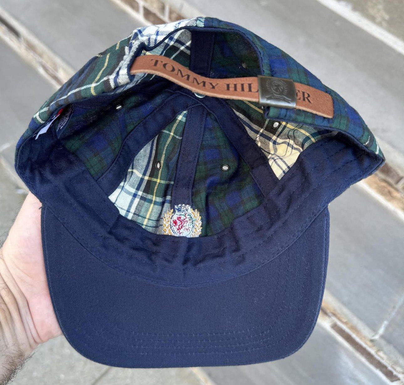??VINTAGE RARE Tommy Hilfiger Plaid Backpay Vintage Tommy Hilfiger Green Navy Blue White Plaid Flag Logo  main image 2