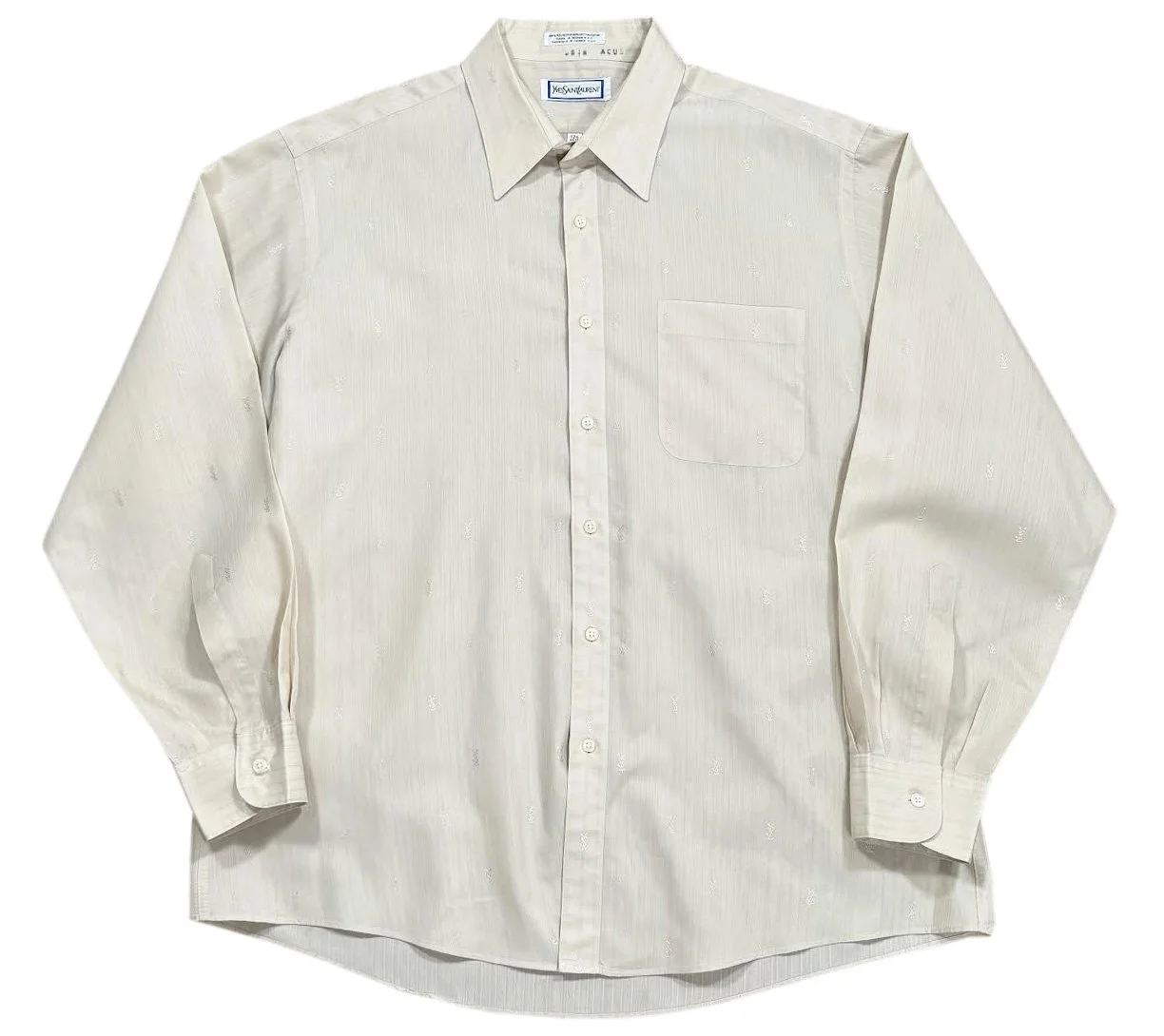 Vintage Yves Saint Laurent YSL Print Button Down Shirt (Size 17 1/2)   RootsBK