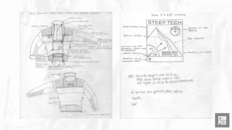 Original Steep Tech prototype drawing, and we still have these jackets for sale on the website. #northface #northfacesteeptech #steeptech #vintagenorthface #vintagenorthfacesteeptech