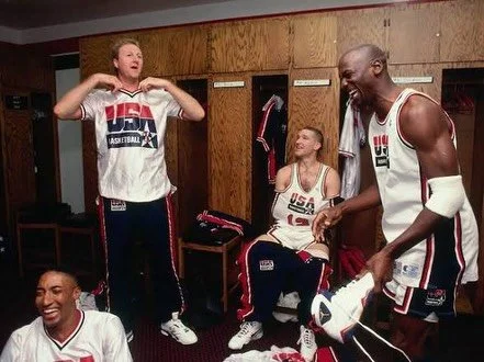 Larry Bird and Chris Mullin Champion Team USA Jerseys For sale on the website. #teamusa #larrybird #chrismullin #olympics