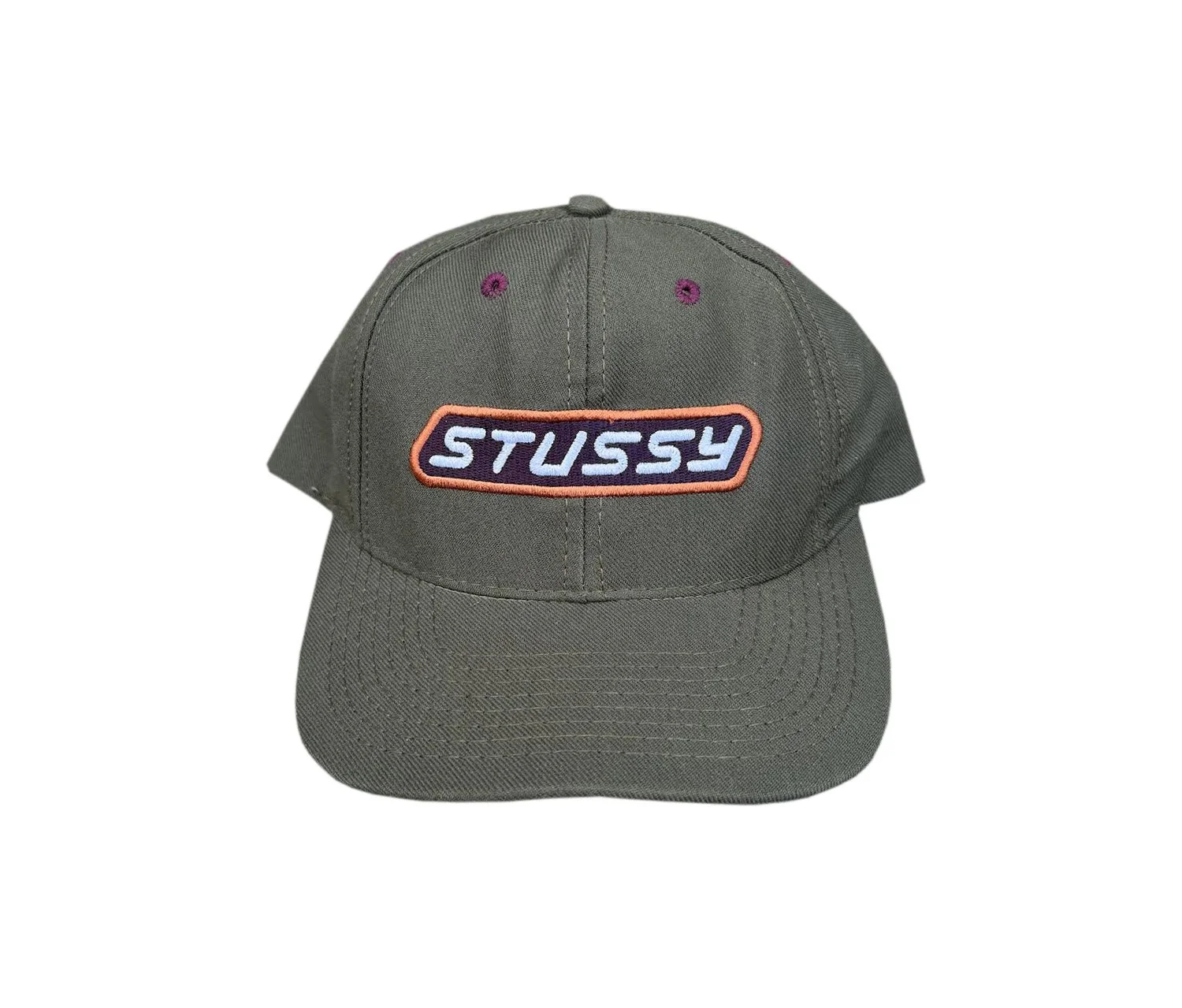 Stussy 90s Made in USA Olive Box logo hat.jpg